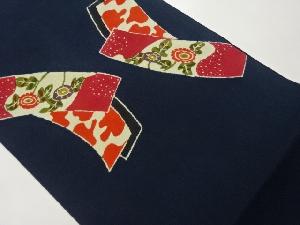 縮緬地短冊に草花模様名古屋帯